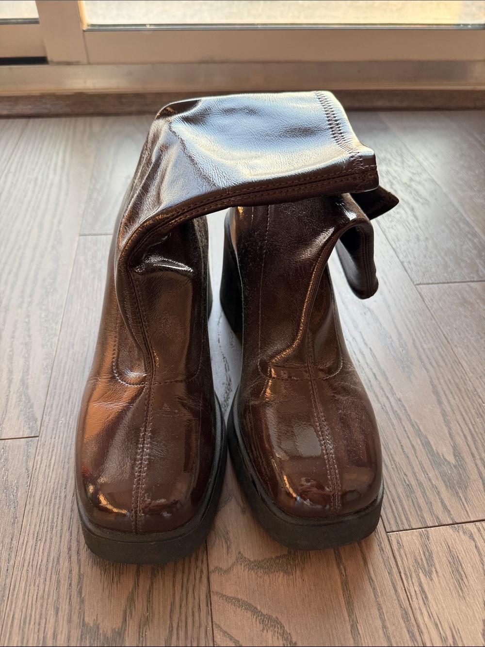 Call It Spring Women's Dark Brown Patent Heeled Boots